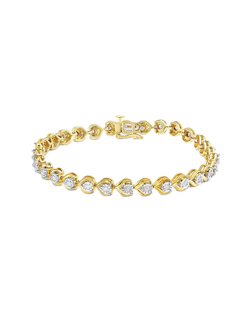 Haus Of Brilliance 10k Over Silver 1.01 Ct. Tw. Diamond Link Bracelet In Gold