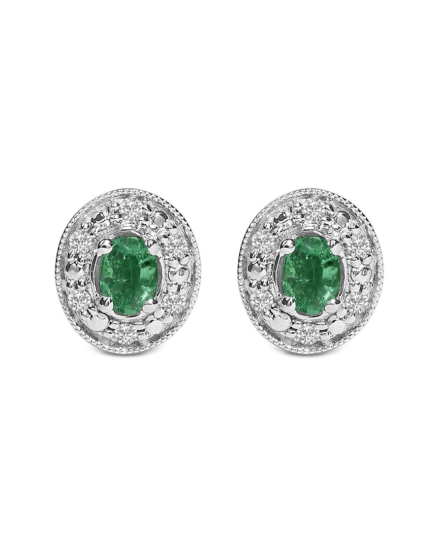 Haus Of Brilliance Colorful Gemstones 14k 0.50 Ct. Tw. Diamond & Emerald Stud Earrings