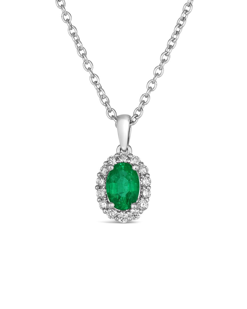 Le Vian ® Costa Smeralda Emeralds™ Platinum 0.81 Ct. Tw. Diamond & Emerald Pendant In Silver