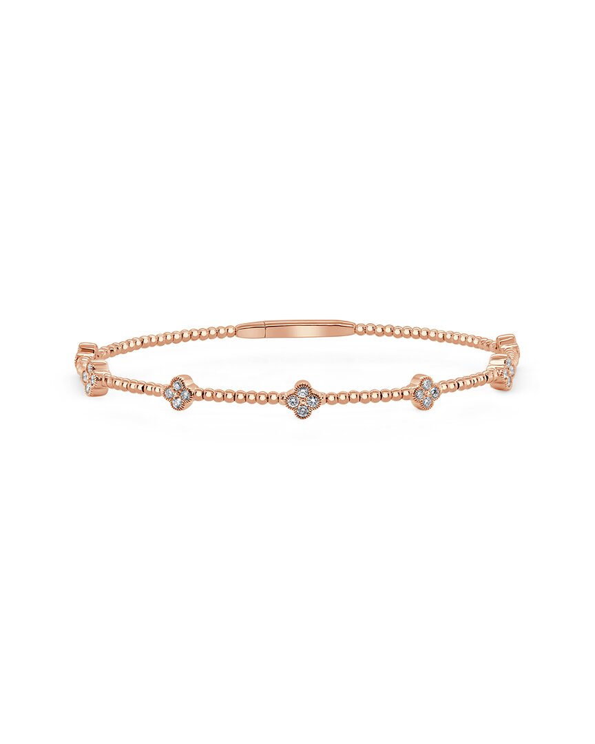 Sabrina Designs 14k Rose Gold 0.45 Ct. Tw. Diamond Clover Flex Bangle Bracelet