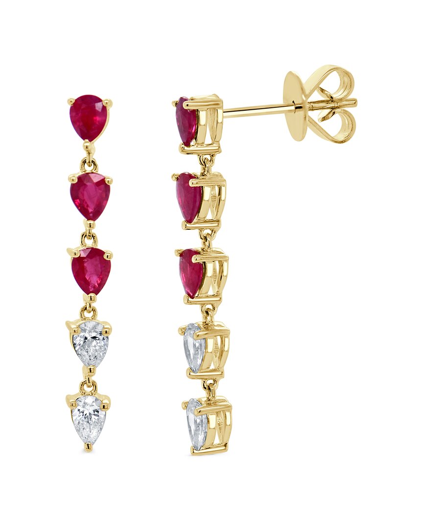 Sabrina Designs 14k Gold Ruby & Diamond Drop Earrings In Yellow
