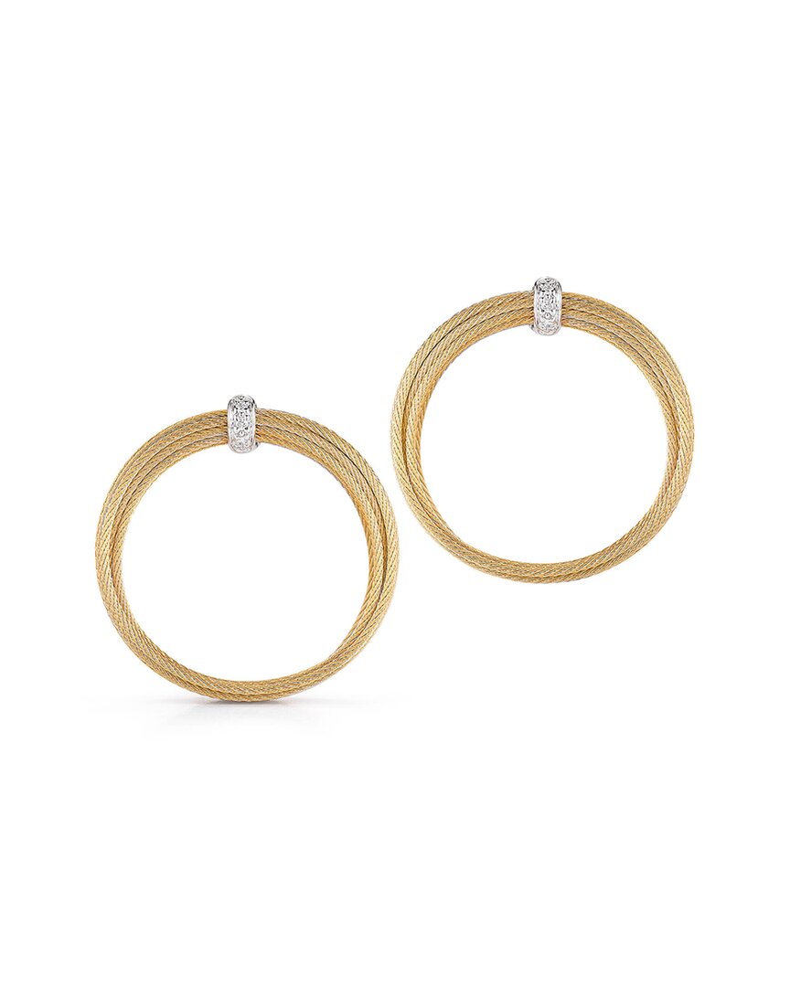 Alor Dnu 0 Units Sold  Classique 18k & Stainless Steel 0.05 Ct. Tw. Diamond Cable Earrings In Gold