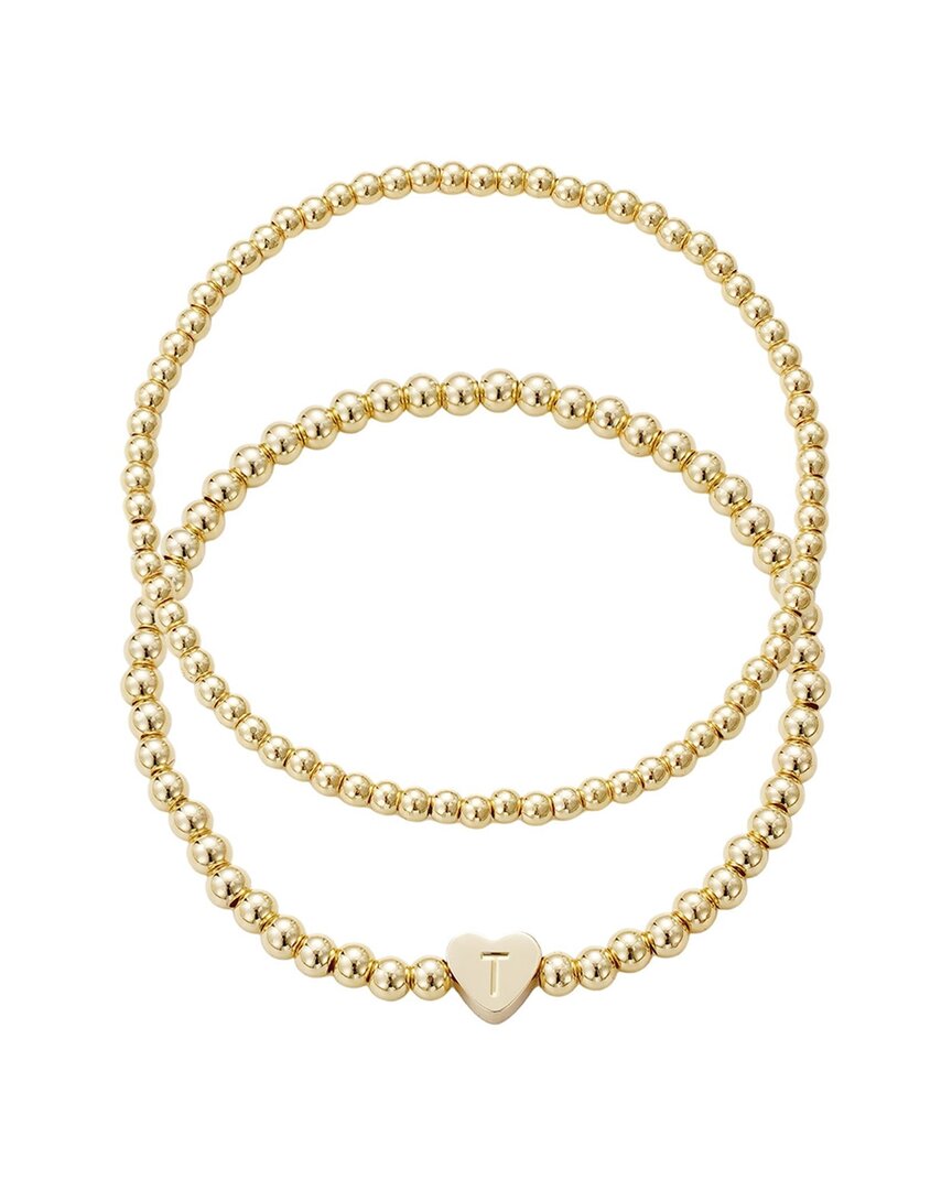 Adornia 14k Plated Ball Bead Initial Set Bracelet