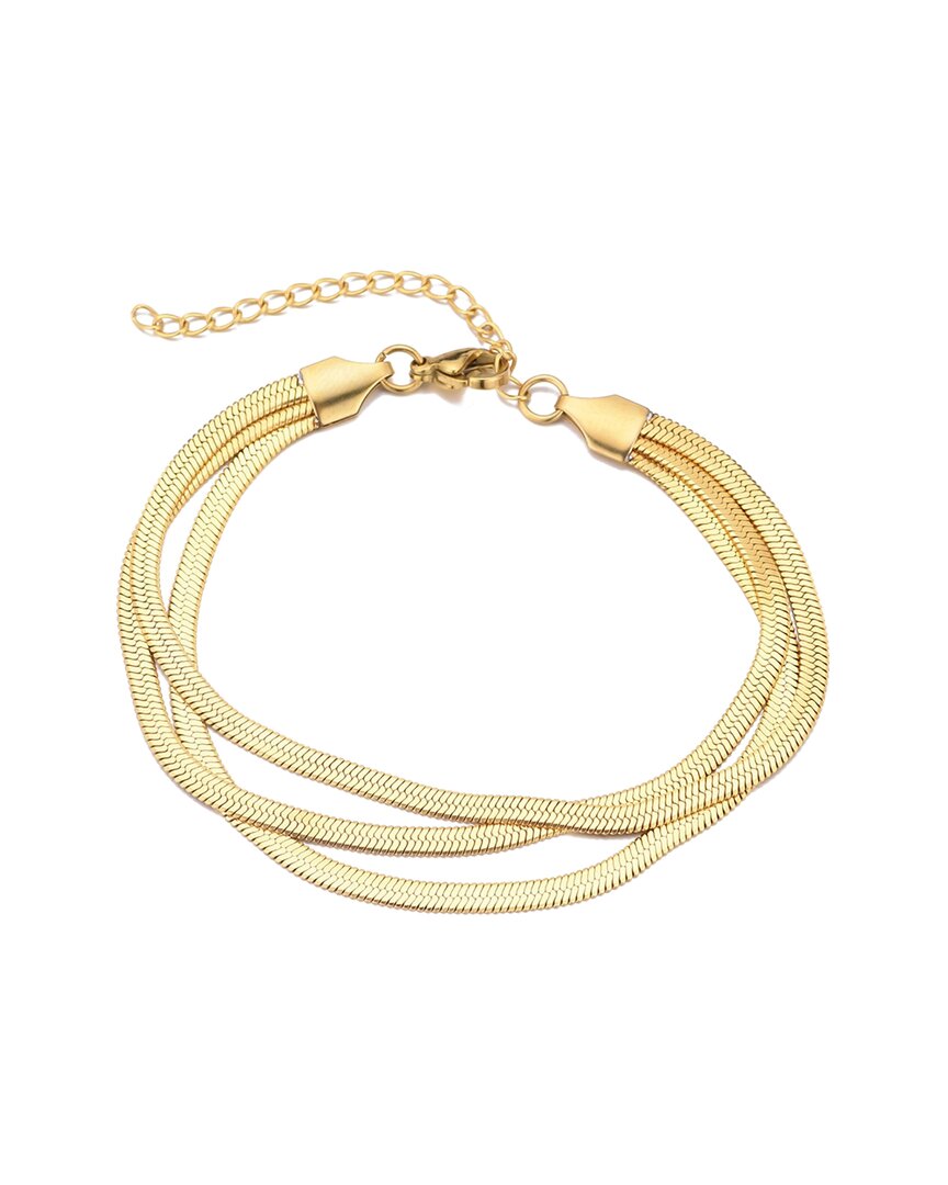 Adornia 18k Plated Multi-strand Herringbone Chain Bracelet