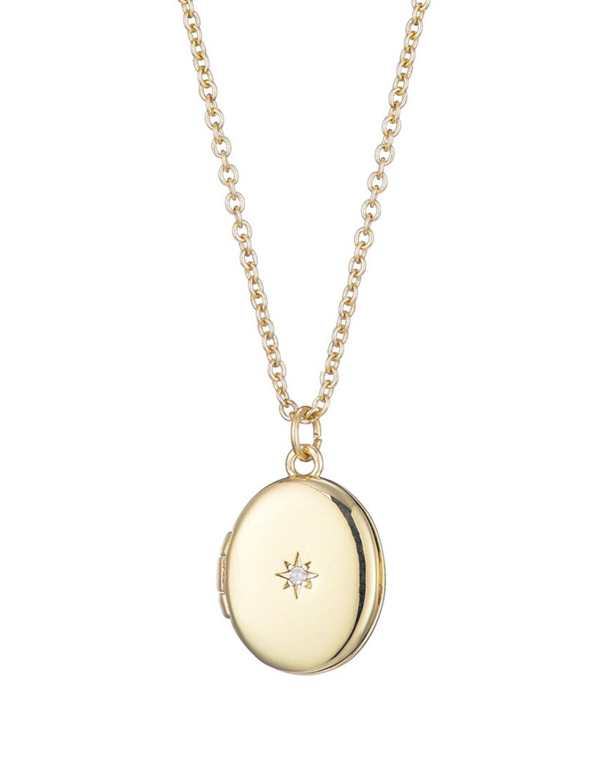 Adornia 14k Plated Cz Oval Locket With Starburst Necklace In Gold