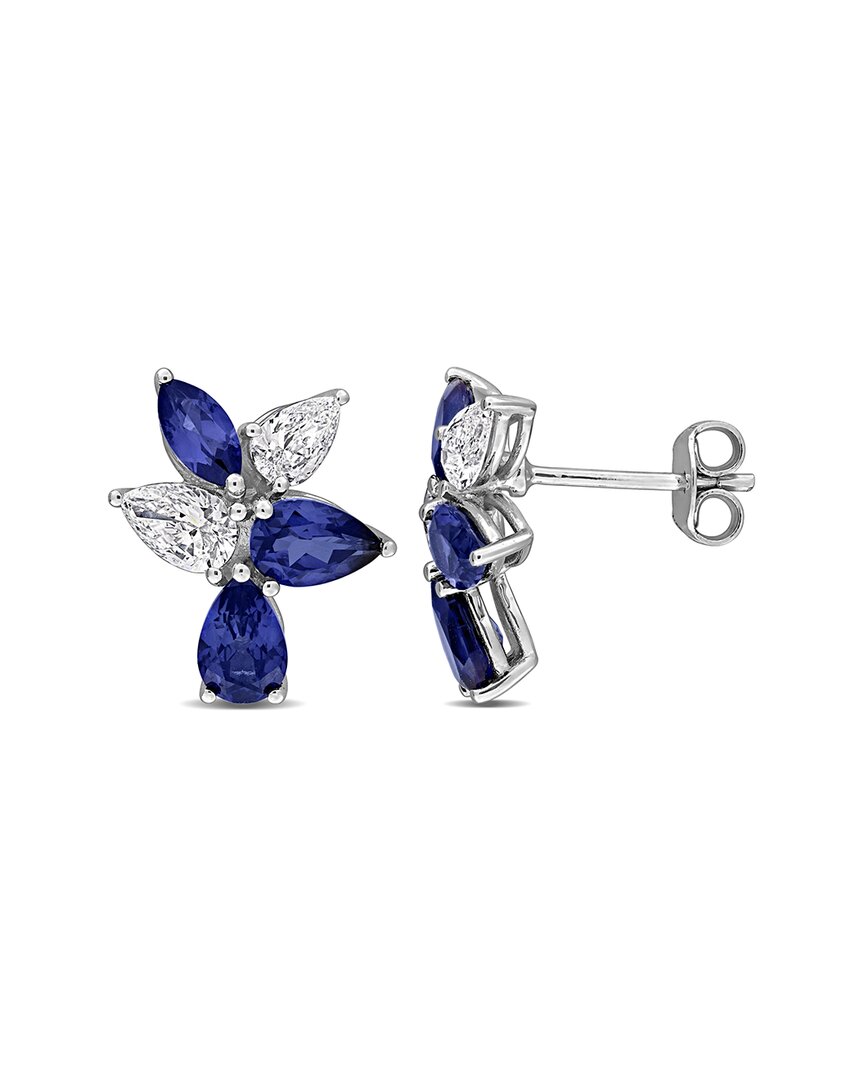 Rina Limor 3 3/4ct Tgw Created Blue Sapphire And 1ct Tw Lab-g In Metallic