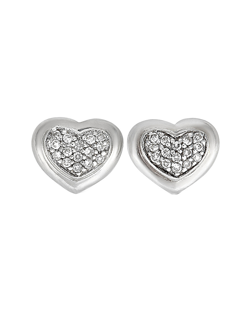 Scott Kay Sterling Silver Center 0.15ct Diamond Heart Stud Earrings E1058spadm