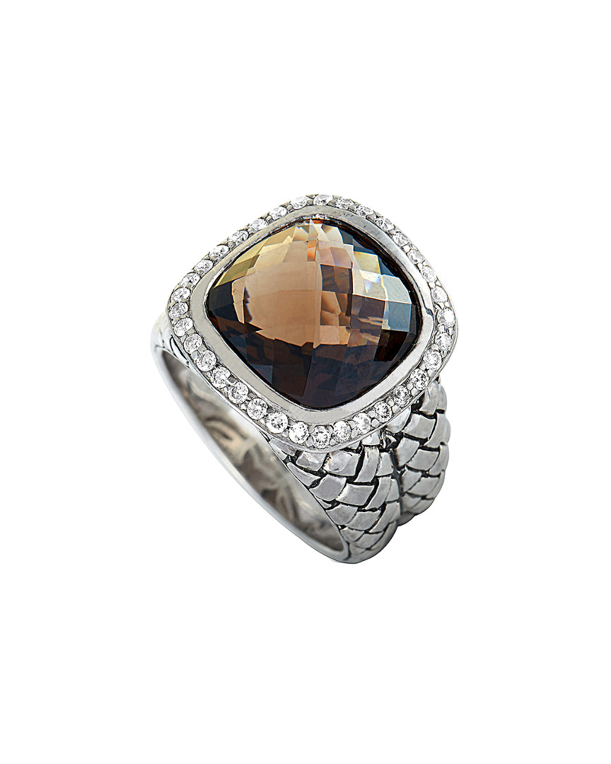 Scott Kay Sterling Silver Diamond And Quartz Dome Ring In Multi-color