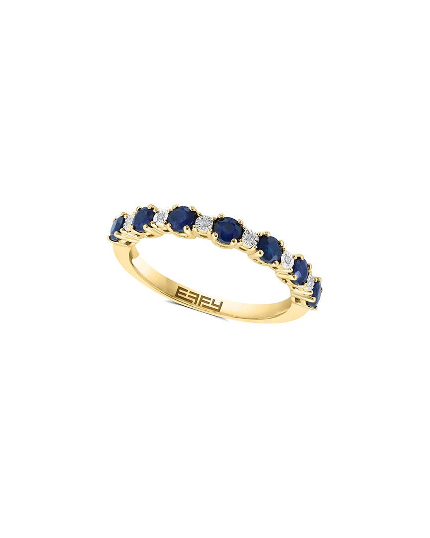 Effy Fine Jewelry Gold Over Silver 0.55 Ct. Tw. Diamond & Sapphire Ring In Gold
