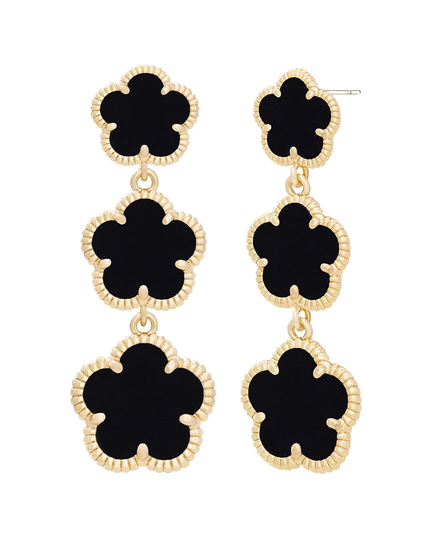 Jankuo Flower 14k Plated Onyx Trapper Earrings