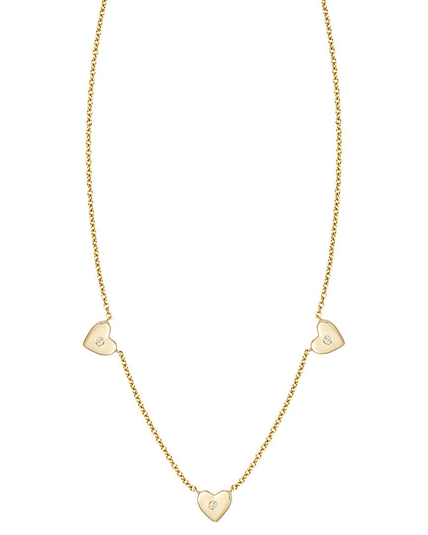 Ariana Rabbani 14k Diamond Three Hearts Necklace