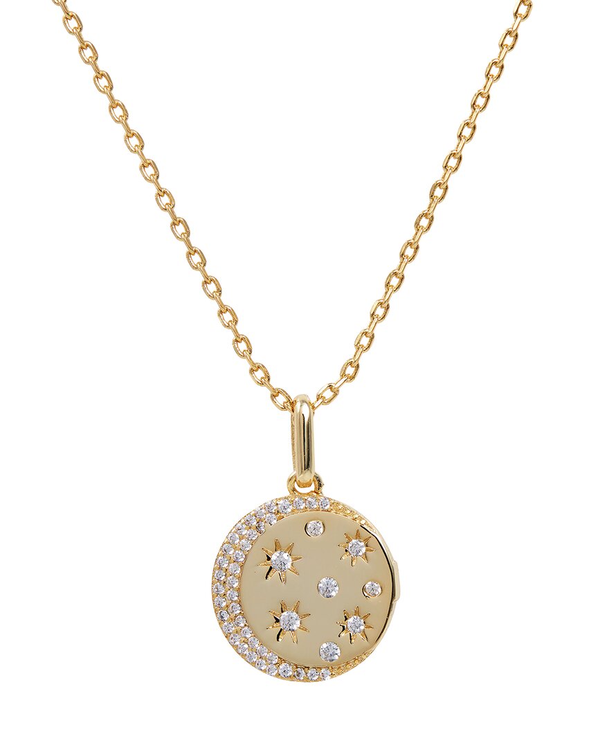 Savvy Cie 18k Over Silver Cz Moon & Star Pendant Necklace