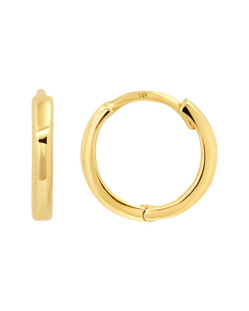 Maxcolor 14k Yellow Gold 10mm Domed Style Huggie Hoop Earrings With Hidden Post Hinged Closure In Yellow