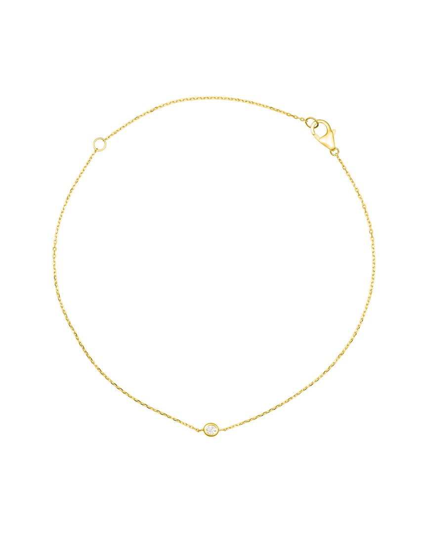 Maxcolor 14k Yellow Gold Single 2.5mm Round Dimond Bracelet In Gold