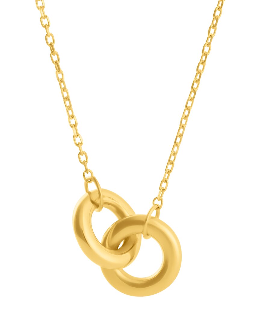 Maxcolor 14k Yellow Gold Linked Circle Necklace With 18 Inc In Gold