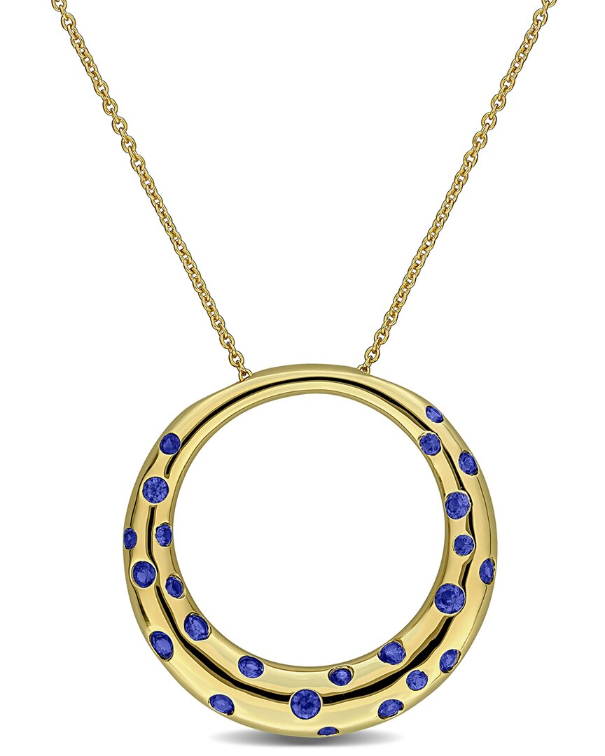 Rina Limor 2/5ct Tgw Created Blue Sapphire Open Circle Pendan In Gold