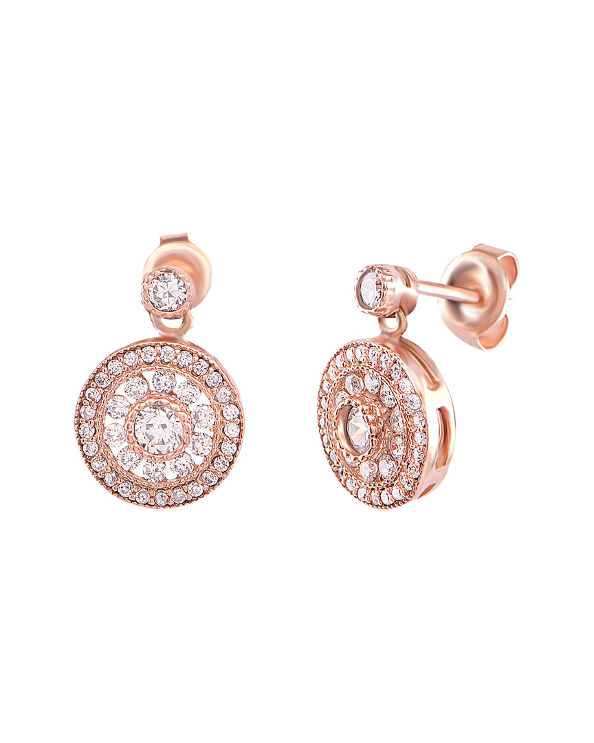 Gabi Rielle Rose Gold Vermeil Cz Round Drop Cluster Earrings