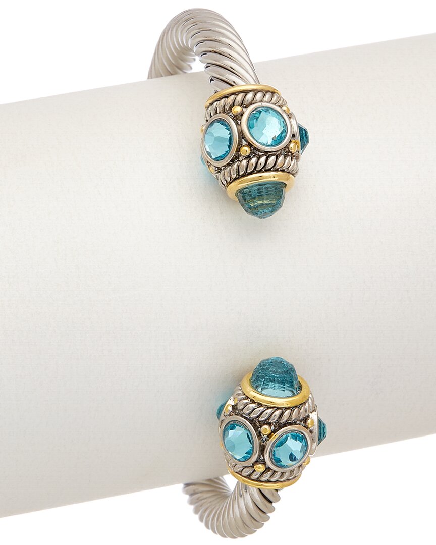 Image of Juvell K Two-Tone Plated Blue Topaz Twisted Cable Cuff Bracelet