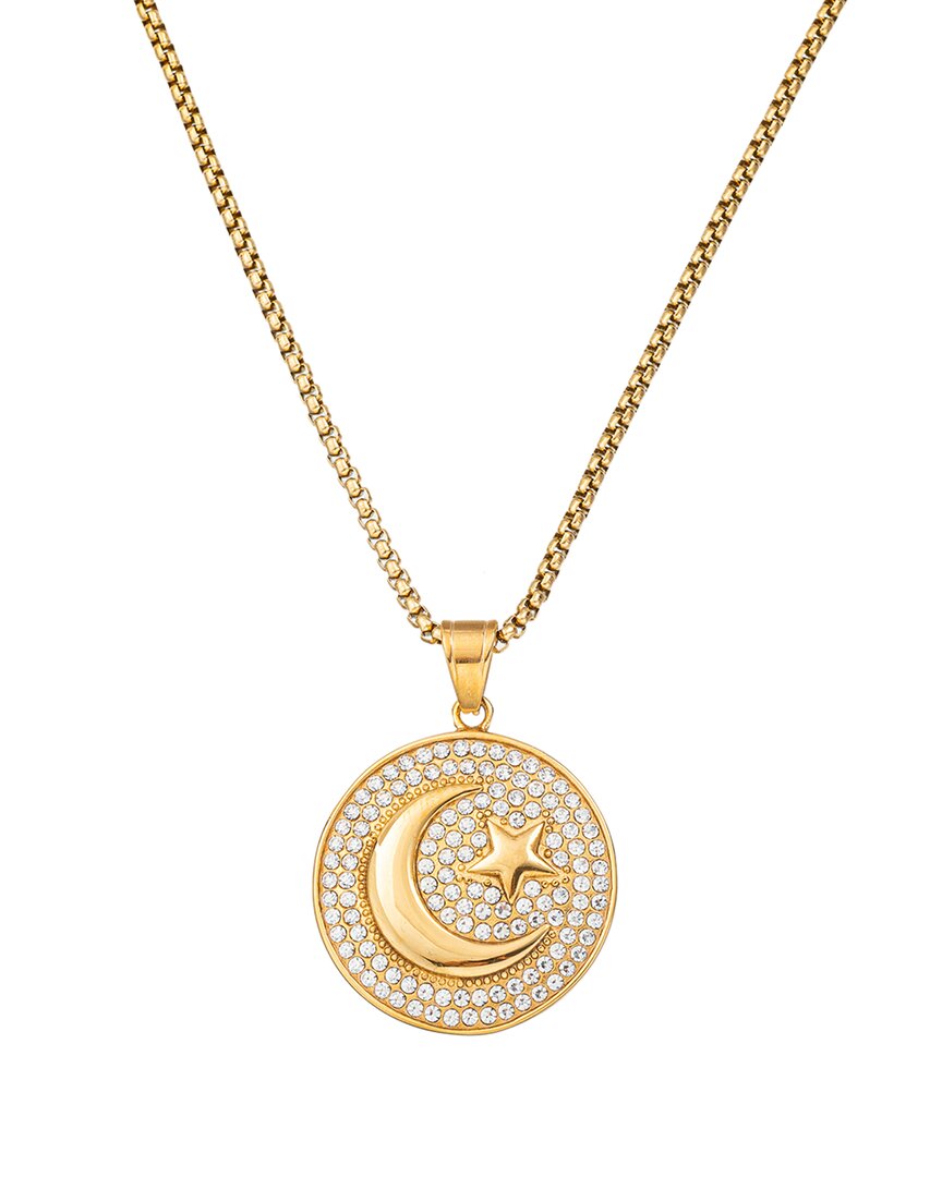Eye Candy La The Bold Collection Titanium Cz Star & Moon Pendant Necklace