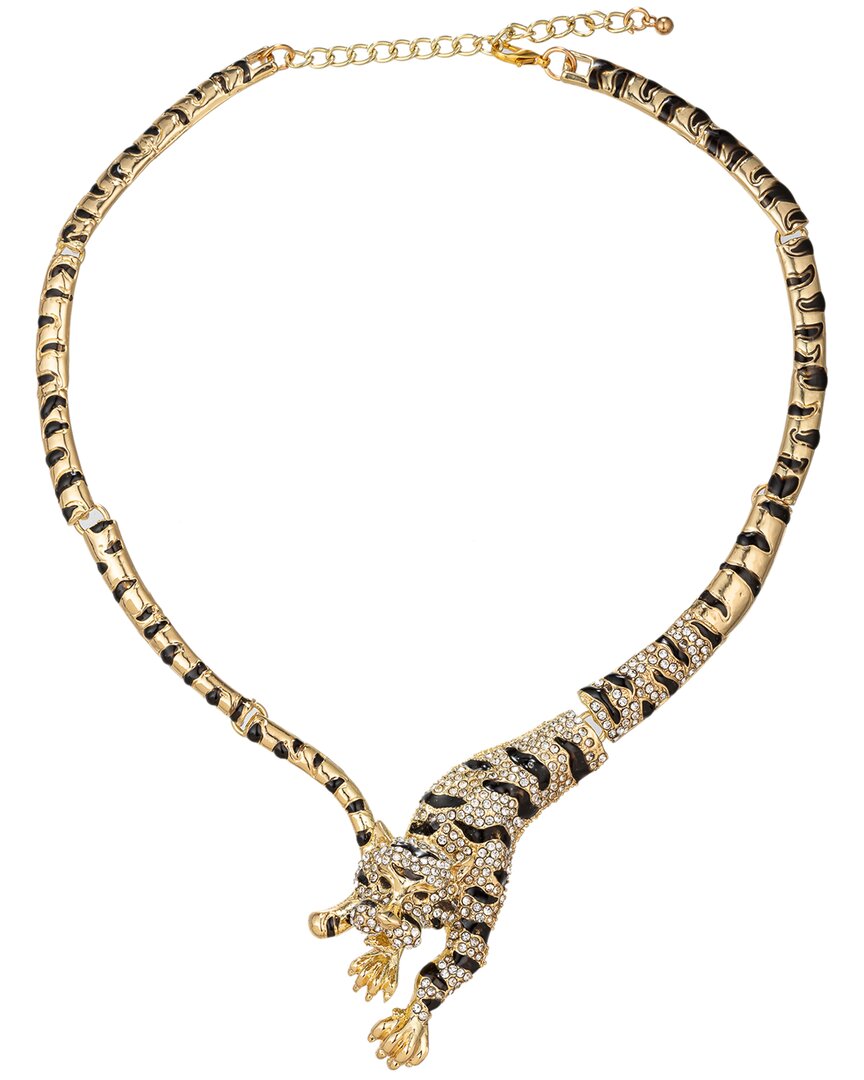 Eye Candy La Glass Crystal Jumping Leopard Collar Necklace