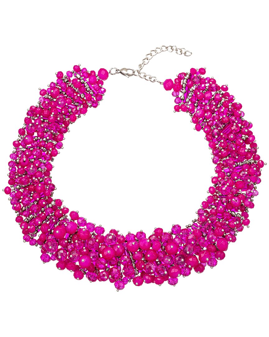 Eye Candy La Glass Crystal Hazel Hot Pink Collar Necklace