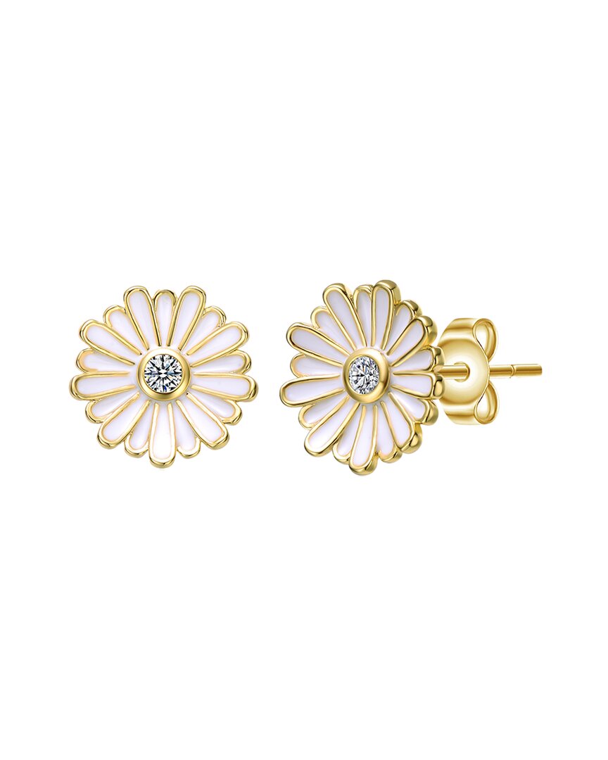 Rachel Glauber 14k Plated Cz Flower Earrings