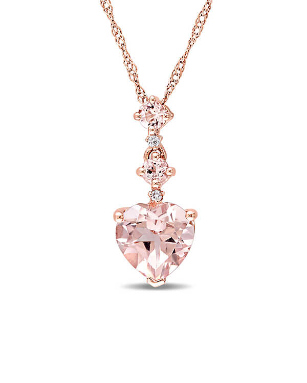14K Rose Gold 1.25 ct. tw. Diamond Morganite Necklace