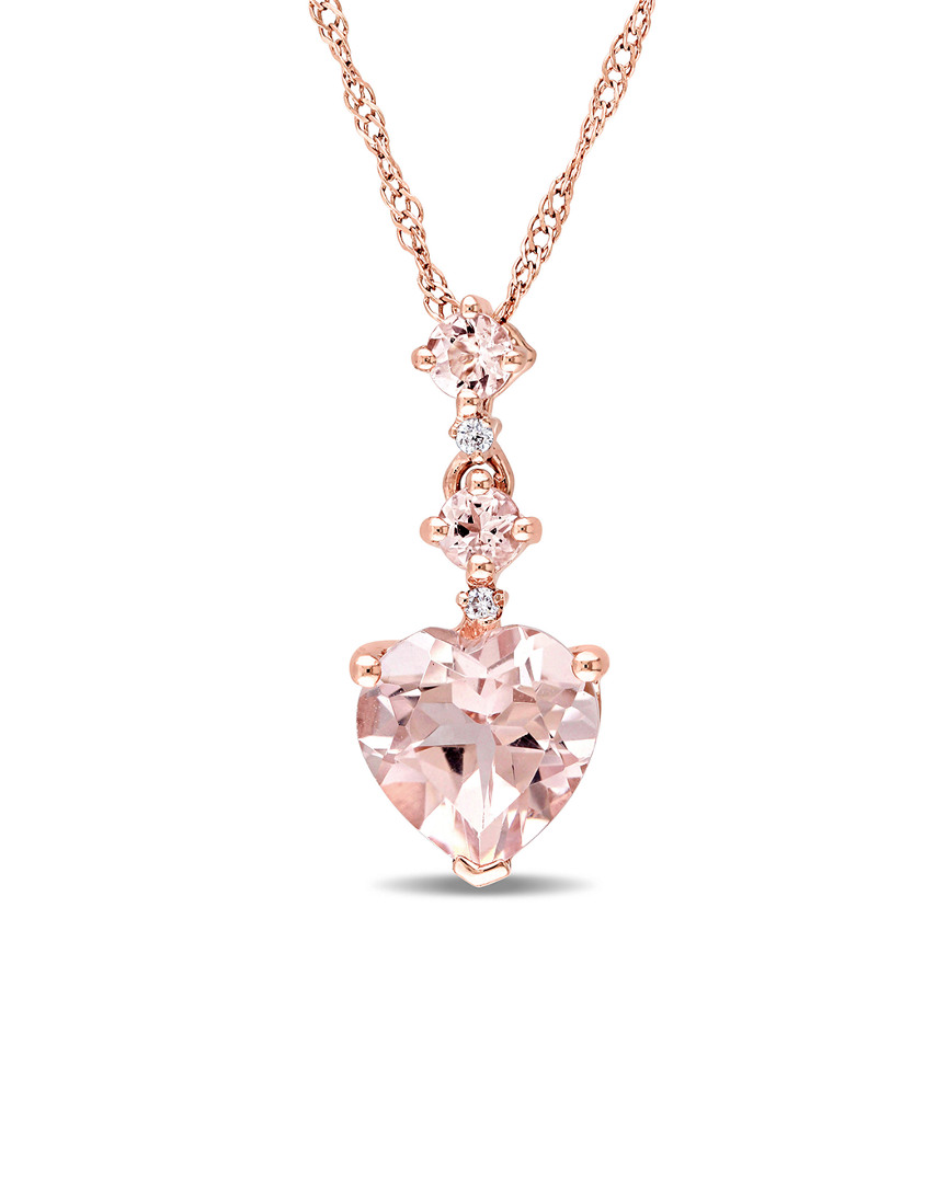 Diamond Select Cuts 14k Rose Gold 1.25 Ct. Tw. Diamond Morganite Necklace