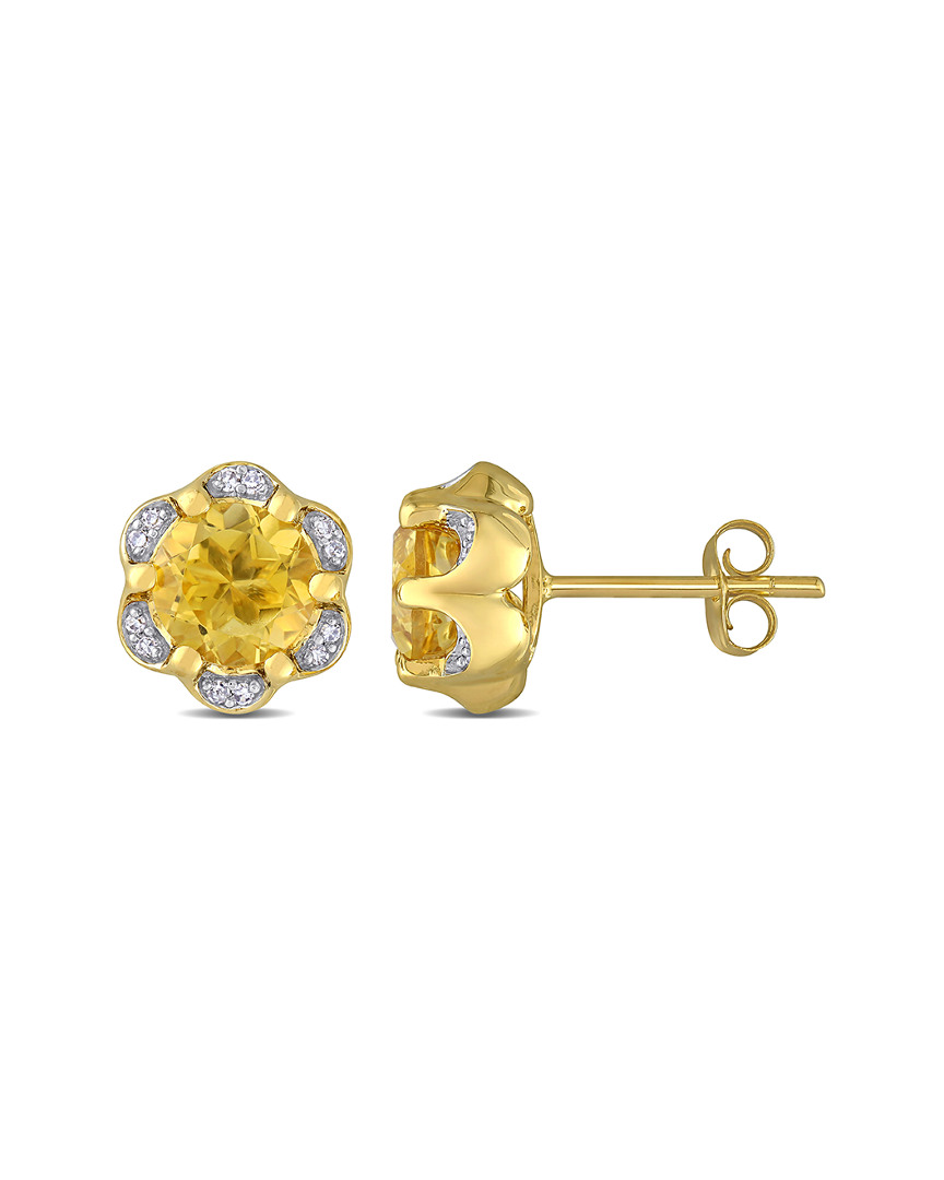 Diamond Select Cuts 14k 1.59 Ct. Tw. Diamond Citrine Studs