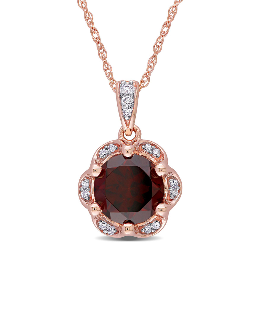 Diamond Select Cuts 14k Rose Gold 1.66 Ct. Tw. Diamond Garnet Necklace