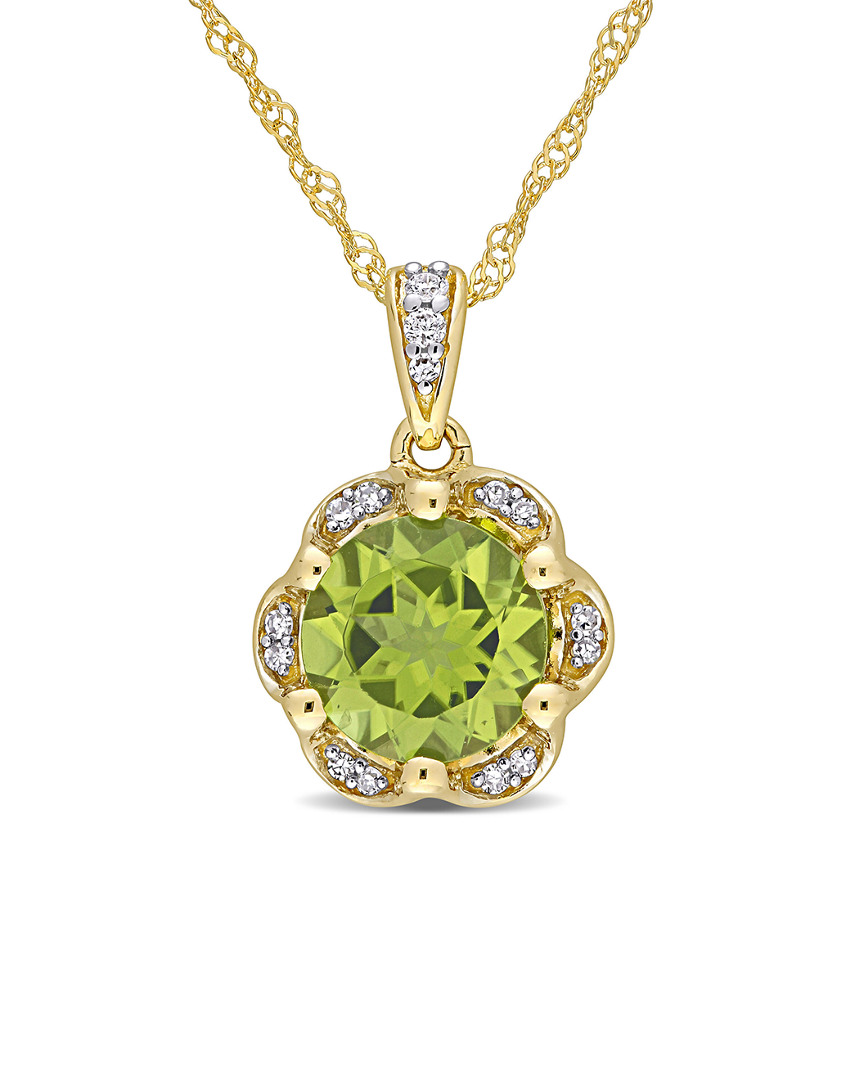 Diamond Select Cuts 14k 1.58 Ct. Tw. Diamond Peridot Pendant Necklace