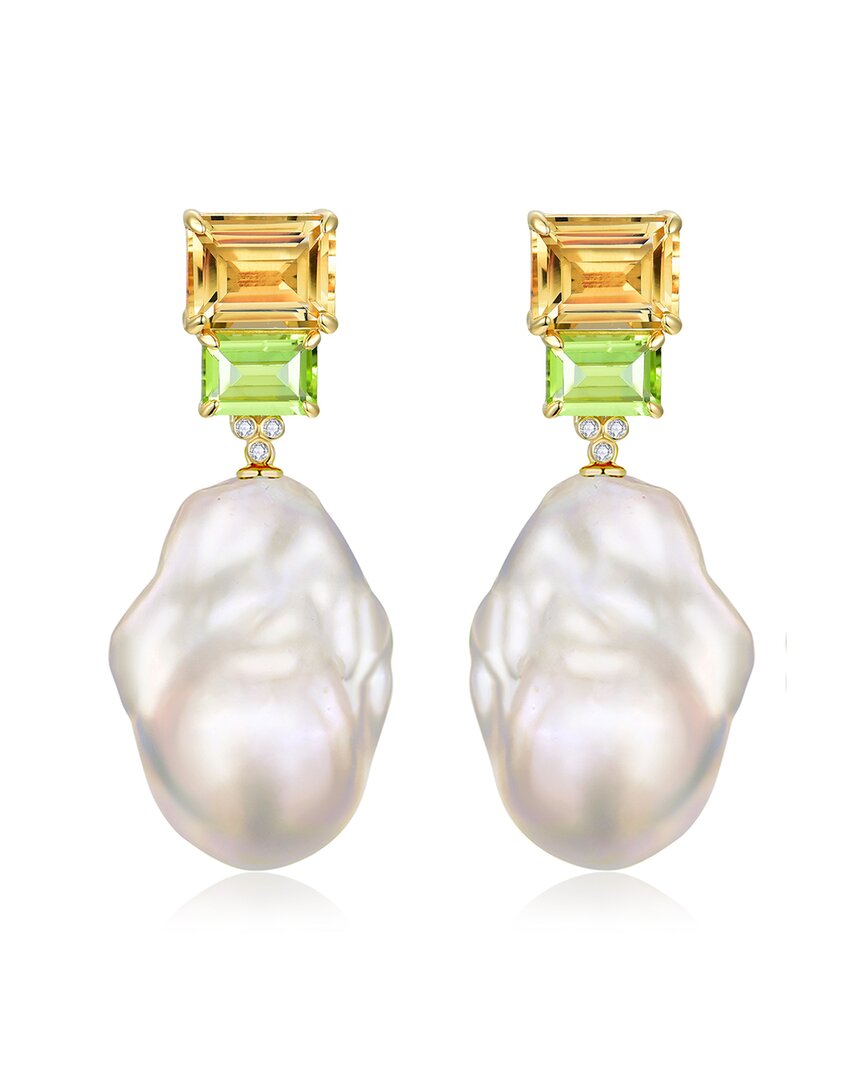 Kai Fine Jewelry 14k 6.53 Ct. Tw. Diamond & Citrine & Peridot & 16- In White