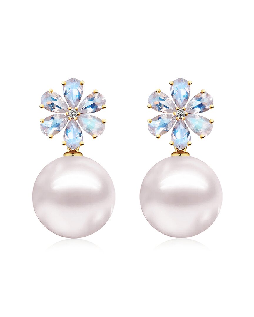 Kai Fine Jewelry 14k 2.43 Ct. Tw. Diamond & Moonstone & 12-13 Mm Pe
