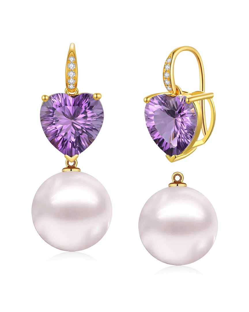 Kai Fine Jewelry 14k 7.25 Ct. Tw. Diamond & Amethyst & 12-13 Mm Pea In White