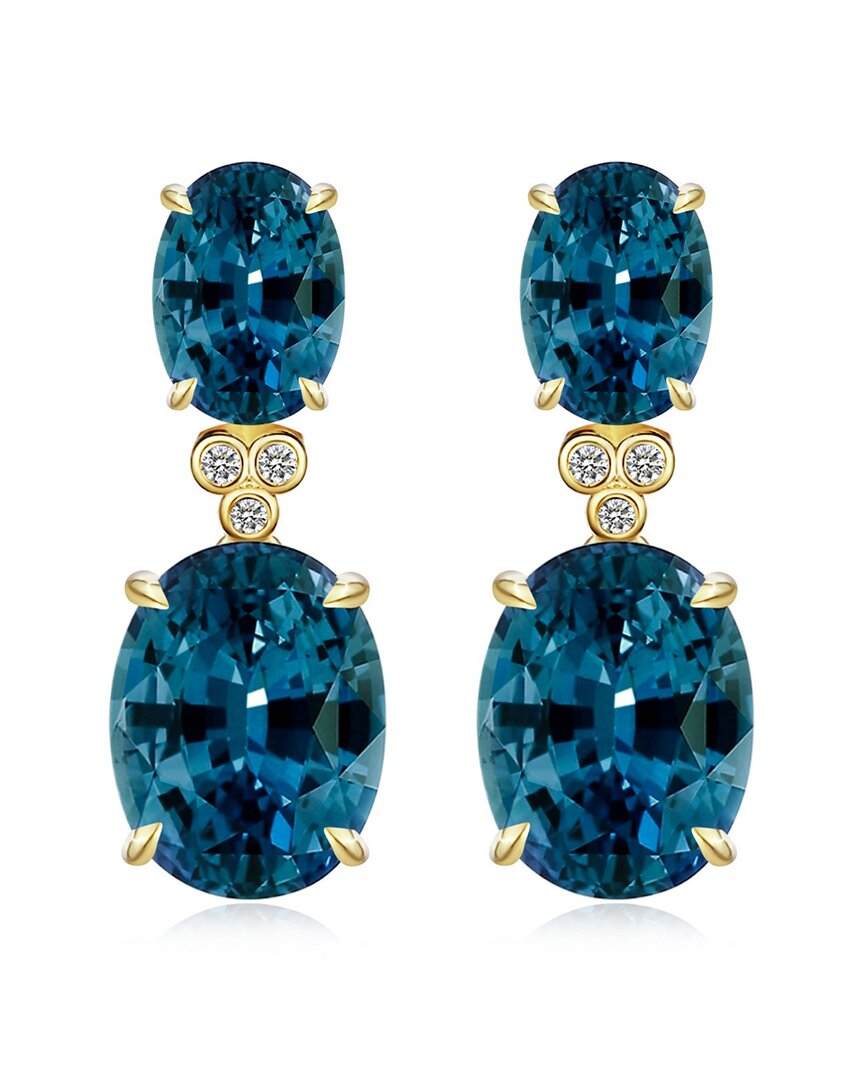Kai Fine Jewelry 14k 7.23 Ct. Tw. Diamond & London Blue Topaz Drop In Blue