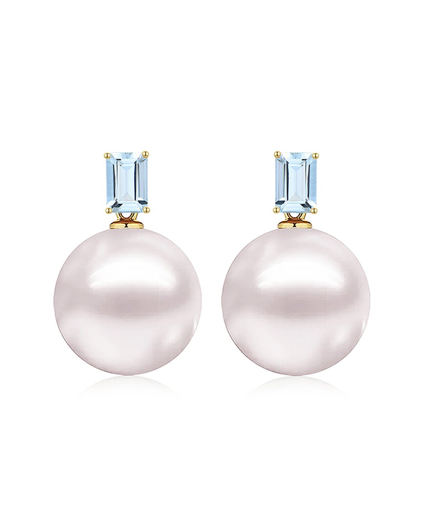 Kai Fine Jewelry 14k 1.00 Ct. Tw. Aquamarine & 12-13 Mm Pearl Drop In Gold