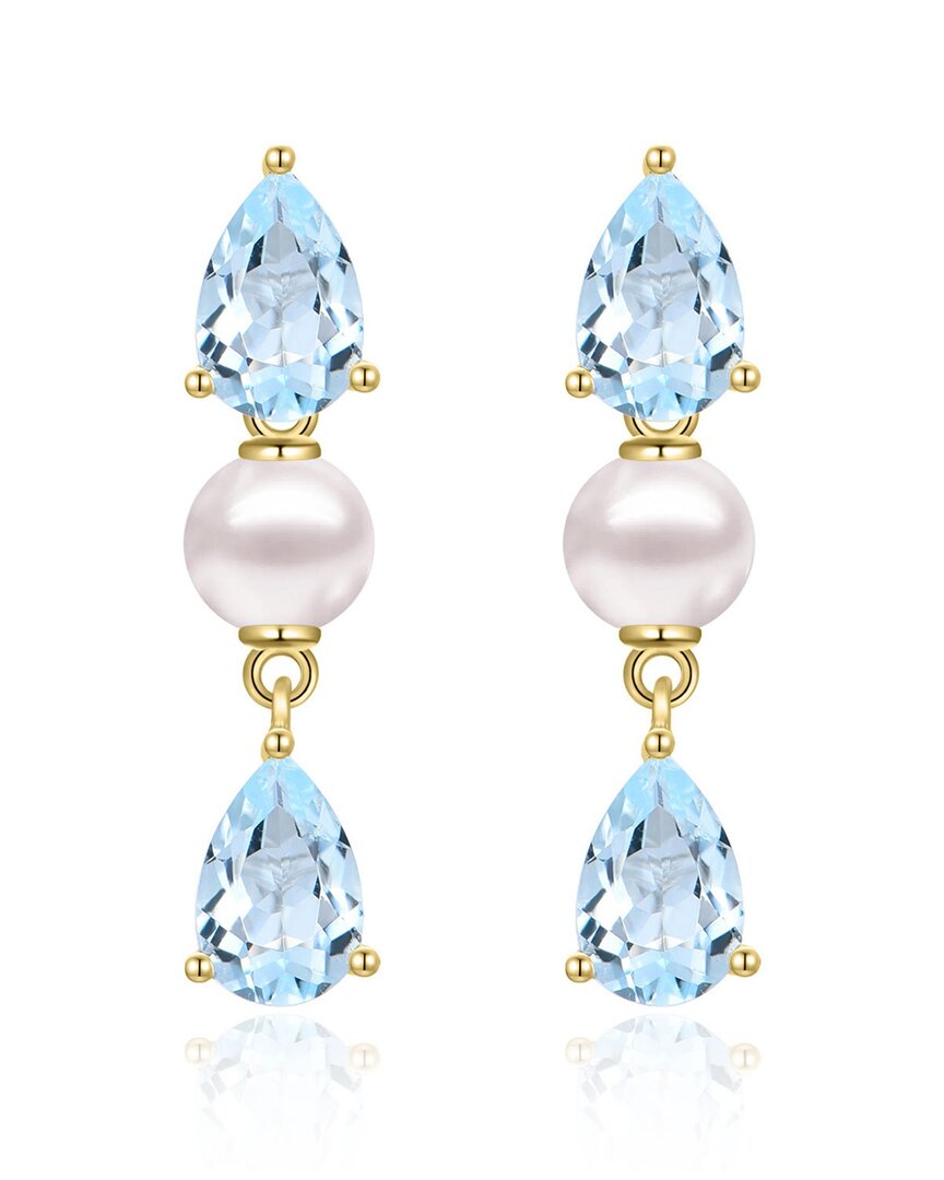 Kai Fine Jewelry 14k 1.60 Ct. Tw. Aquamarine & 4mm Pearl Venus Tear In Blue
