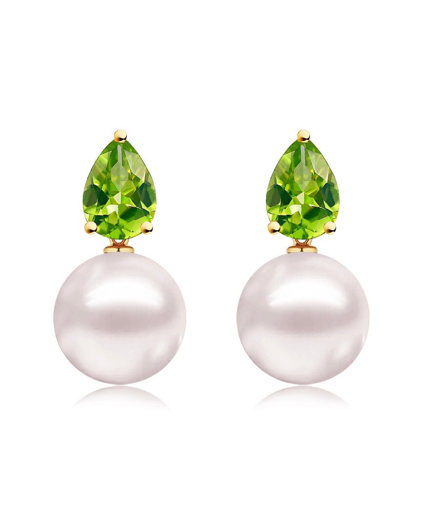Kai Fine Jewelry 14k 0.90 Ct. Tw. Peridot & 8-9 Mm Pearl Venus Tear
