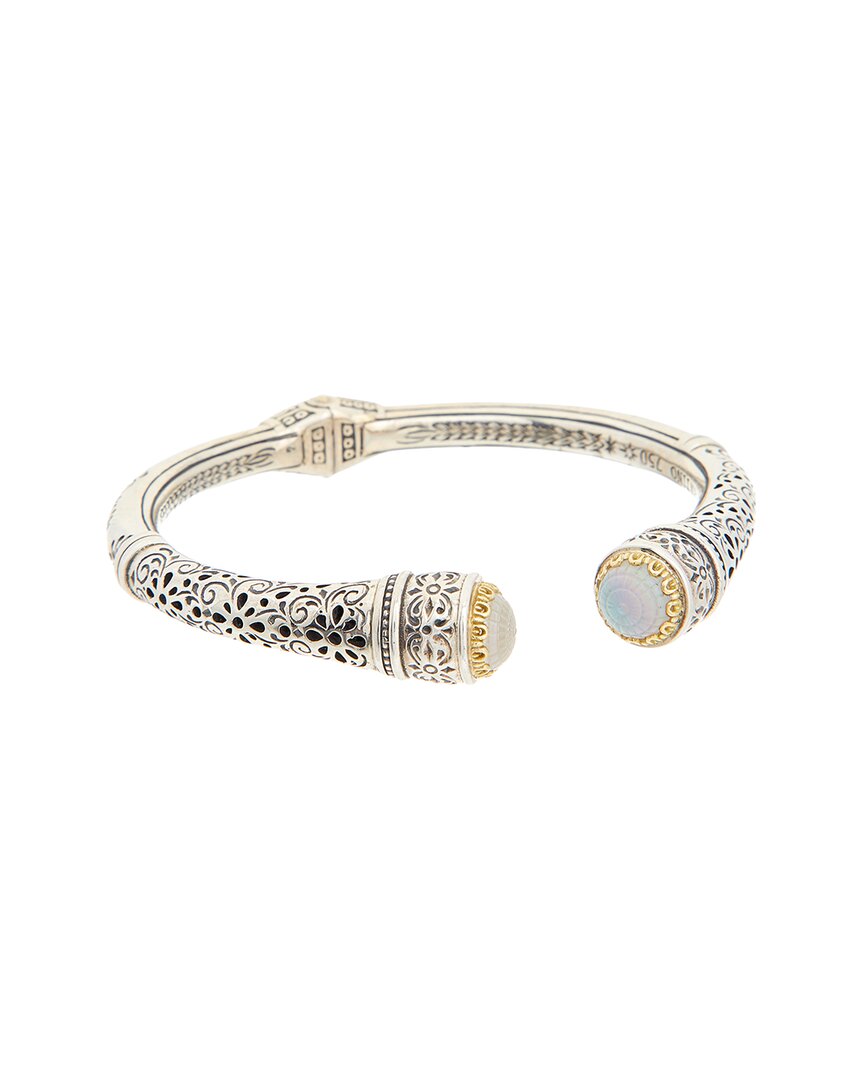 Konstantino Dome Silver & 18k Mother Of Pearl Doublet Bracelet In Burgundy