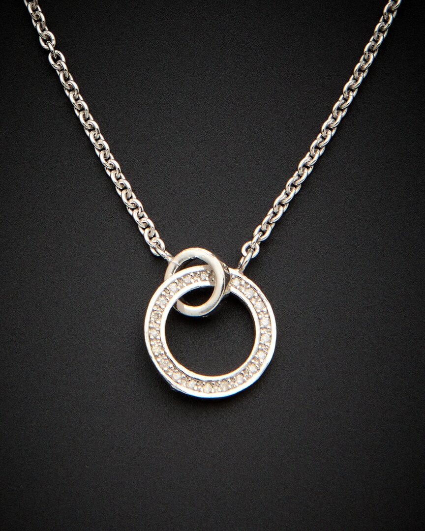 Italian Gold Over Silver 18k  0.20 Ct. Tw. Diamond Necklace In Metallic