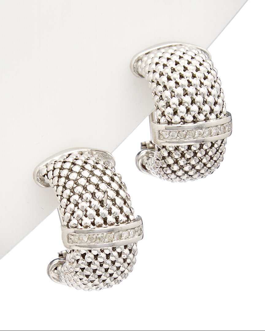Meshmerise 18k Over Silver 0.2 Ct. Tw. Diamond Clip Earrings In Silver