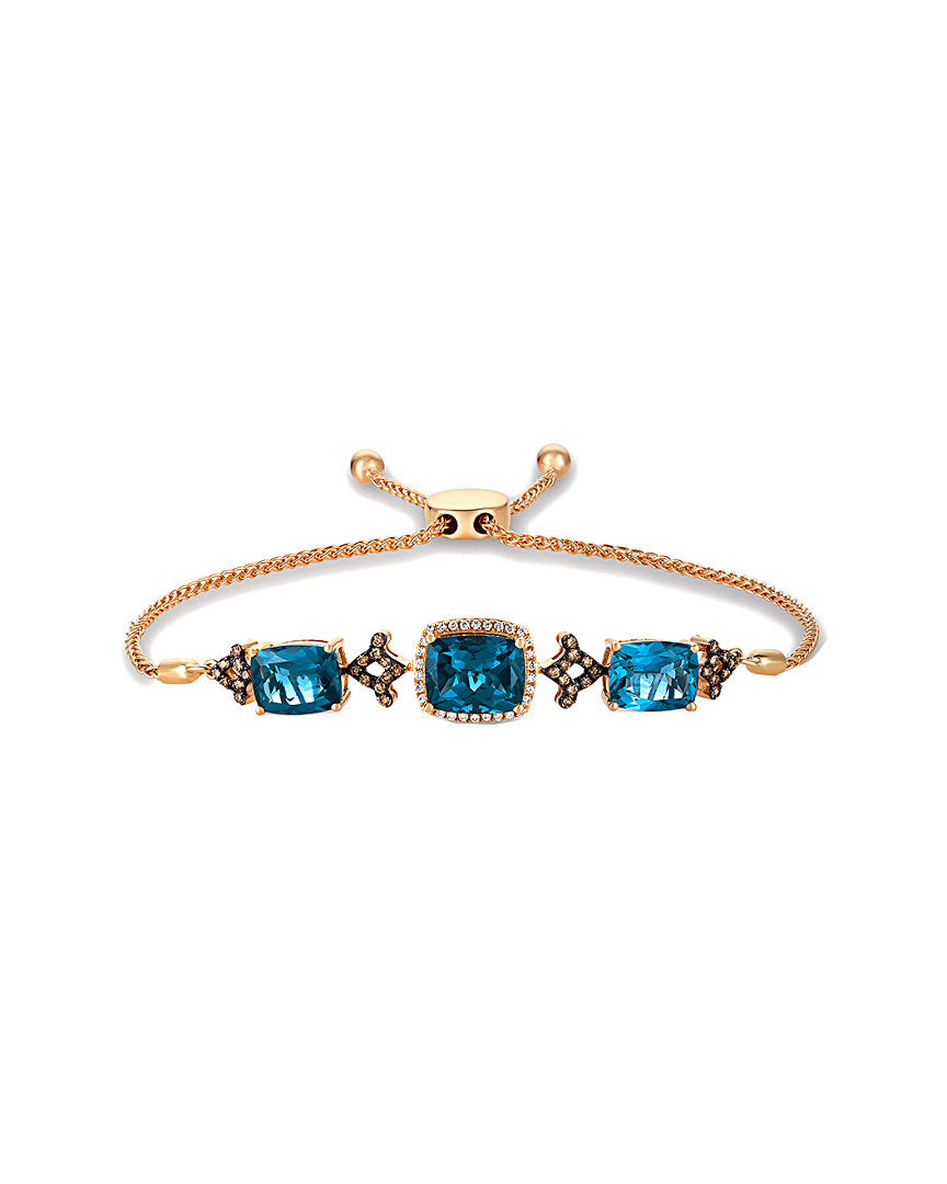Image of Le Vian K Rose Gold . ct. tw. Diamond & Deep Sea Blue Topaz Bolo Bracelet