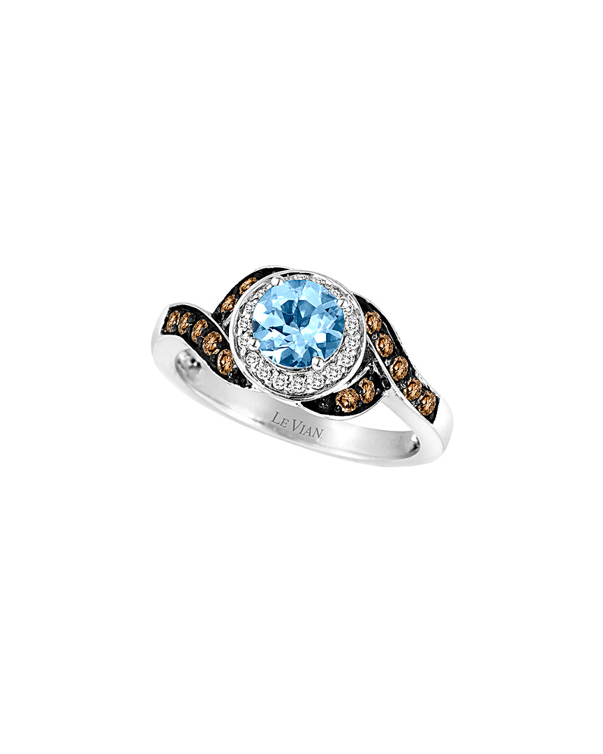 Le Vian 14k 1.05 Ct. Tw. Diamond & Sea Blue Aquamarine Ring