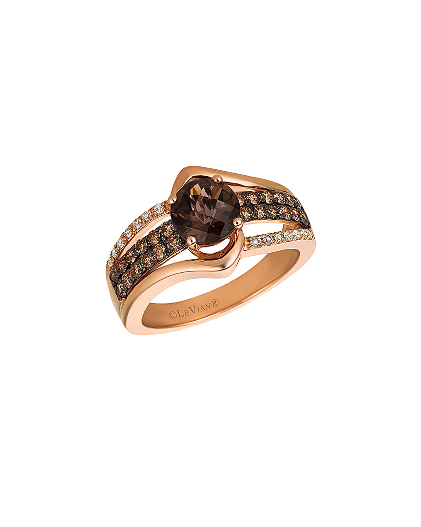 Le Vian 14k Rose Gold 1.58 Ct. Tw. Diamond & Chocolate Quartz Ring
