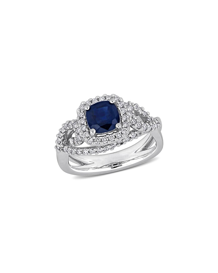 Rina Limor 1 1/3ct Tgw Blue Sapphire And 1/2ct Tw Diamond Hal In Metallic