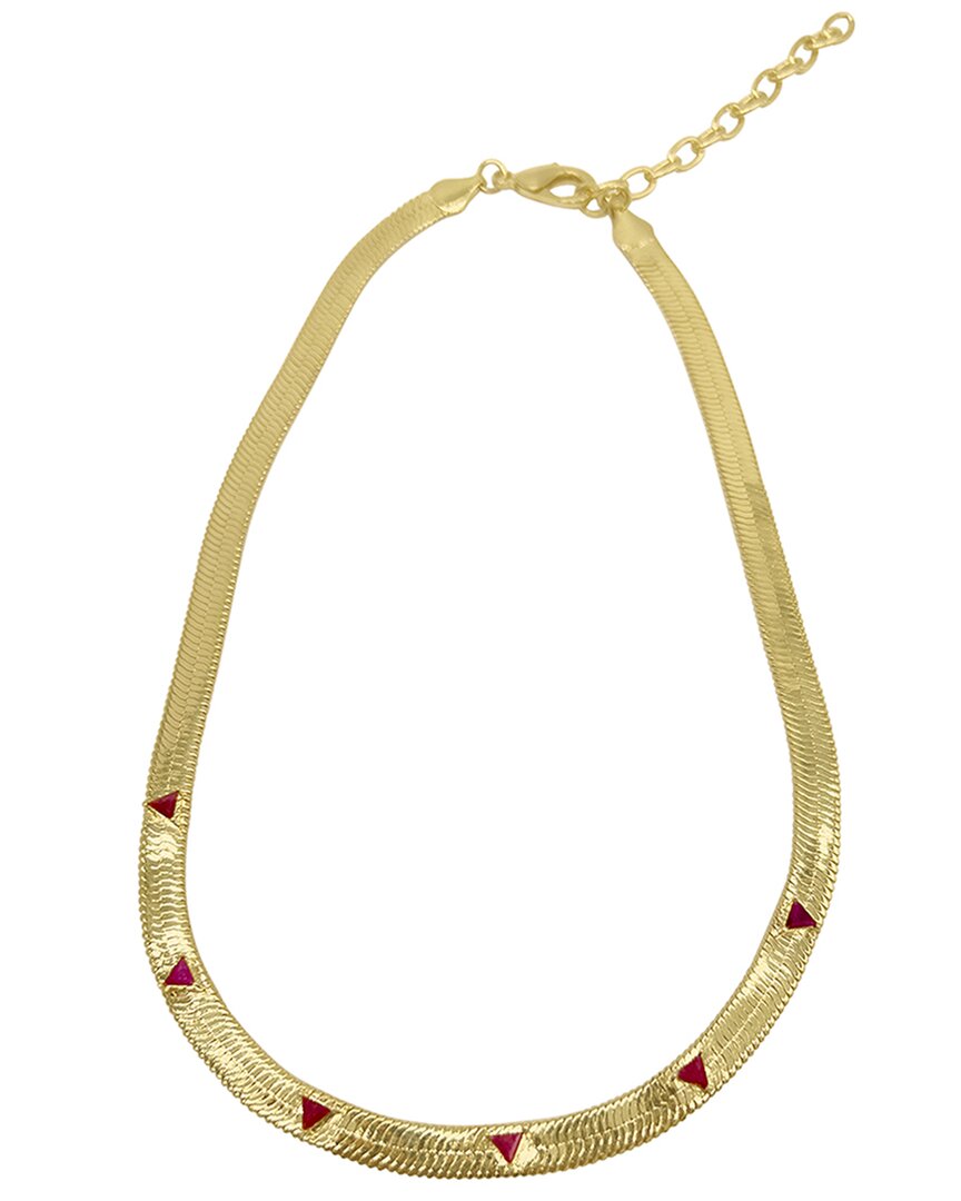 Adornia Fine Jewelry 14k Plated 3.00 Ct. Tw. Ruby Water-resistant Trillion Cut Herringbone Chain Nec
