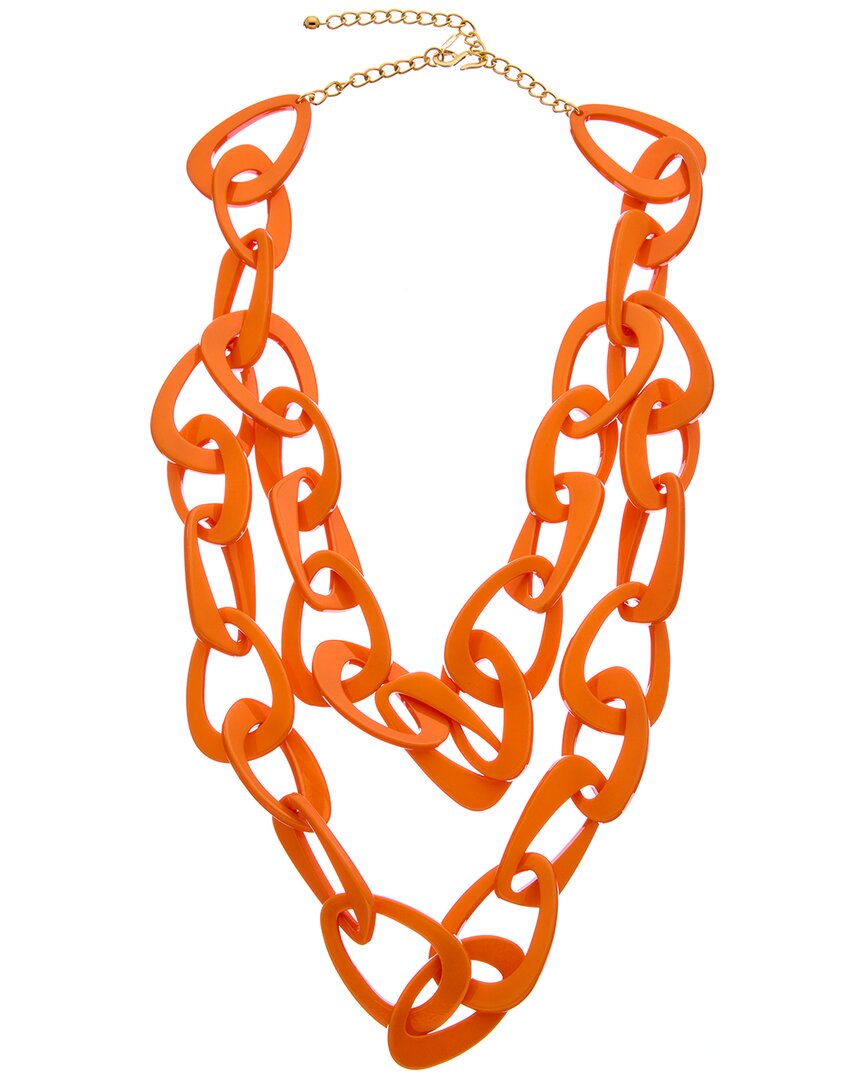 Kenneth Jay Lane Plated Resin Link Necklace In Orange