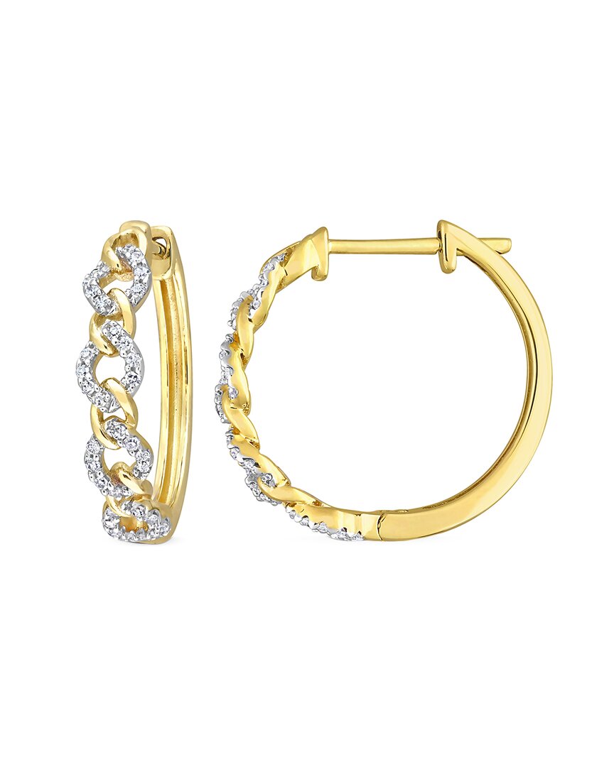 Rina Limor 10k 0.20 Ct. Tw. Diamond Link Clip-on Hoops