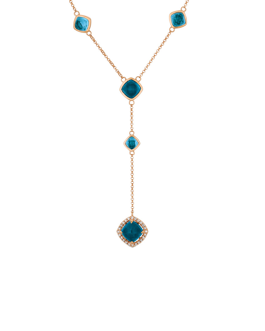 Image of Le Vian K Rose Gold . ct. tw. Diamond & London Blue Topaz & Swiss Blue Topaz Necklace
