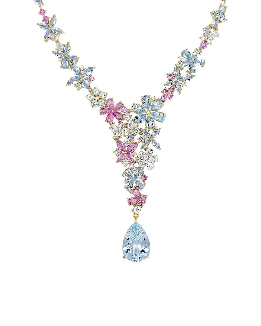 Nina Zhou Jewelry 14k 28.50 Ct. Tw. Gemstone Statement Necklace In Multi